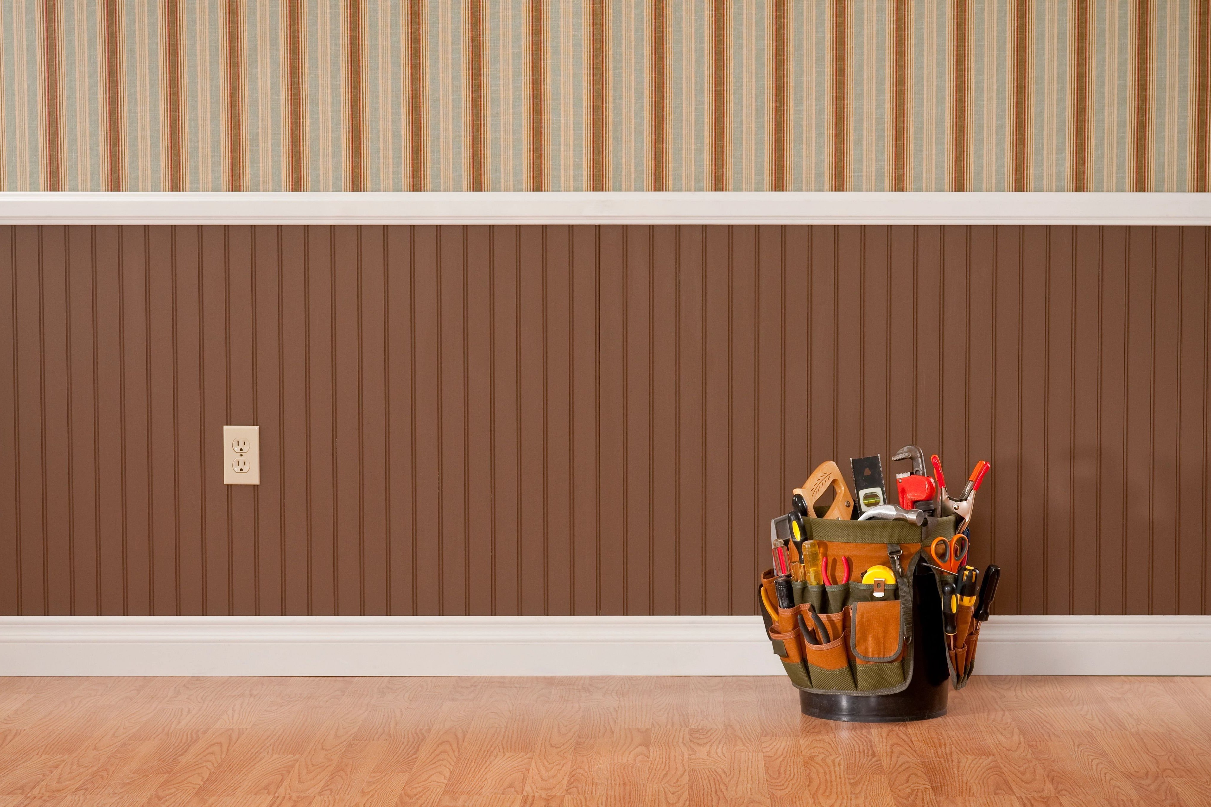 Tool bag on hardwood floor - Flooring supplies and installation from Triangle Flooring Center in Carrboro, North Carolina